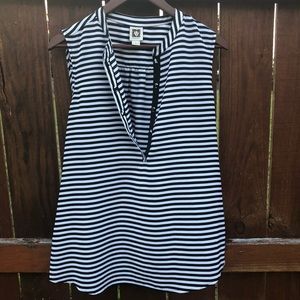 Anne Klein | Sleeveless Black & White Stripe Top